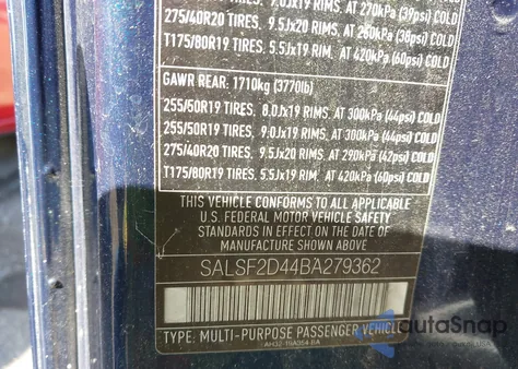 2011 Land Rover Range Rover Sport Hse из США, поврежденный, VIN SALSF2D44BA279362